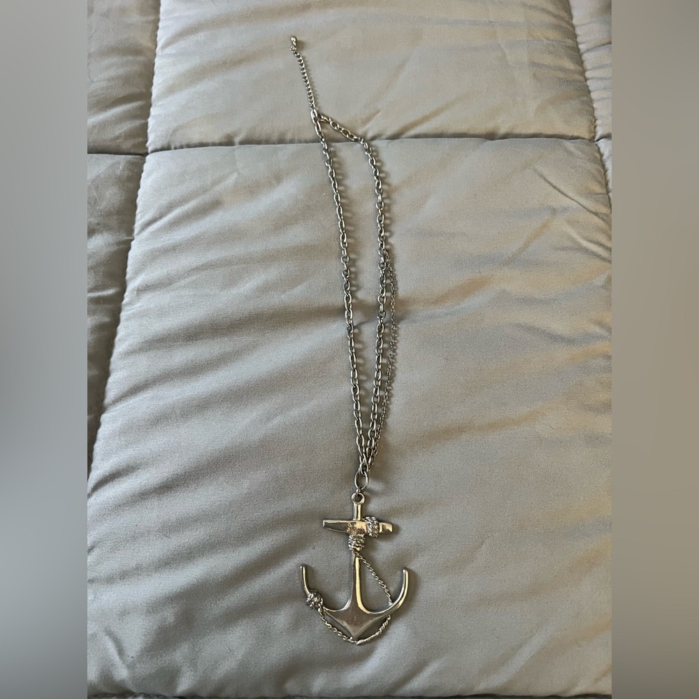Silver Anchor Pendant Necklace